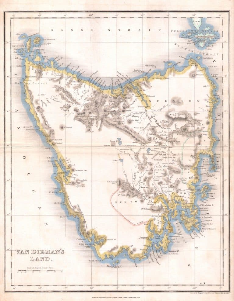 1837 map of Van Diemen’s Land (Tasmania)