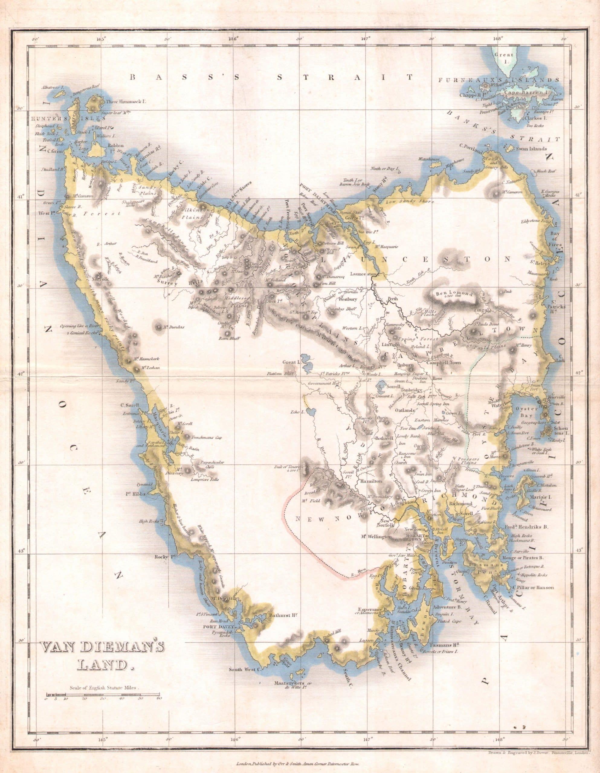 1837 map of Van Diemen’s Land (Tasmania)