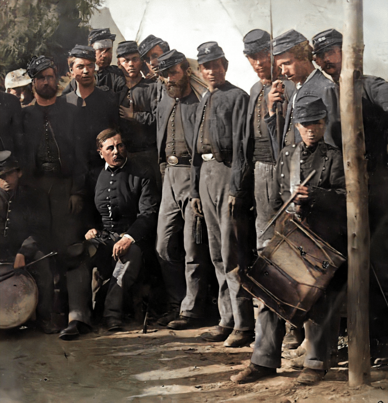 Brigadier-General Thomas Meagher with men of the Irish 69th Brigade